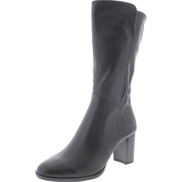 Born Womens Ellen Black Leather Almond Toe Mid-Calf Boots Shoes NWOB - Picture 1 of 4